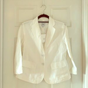 GAP White Linen/Cotton 3/4-Sleeve Jacket
